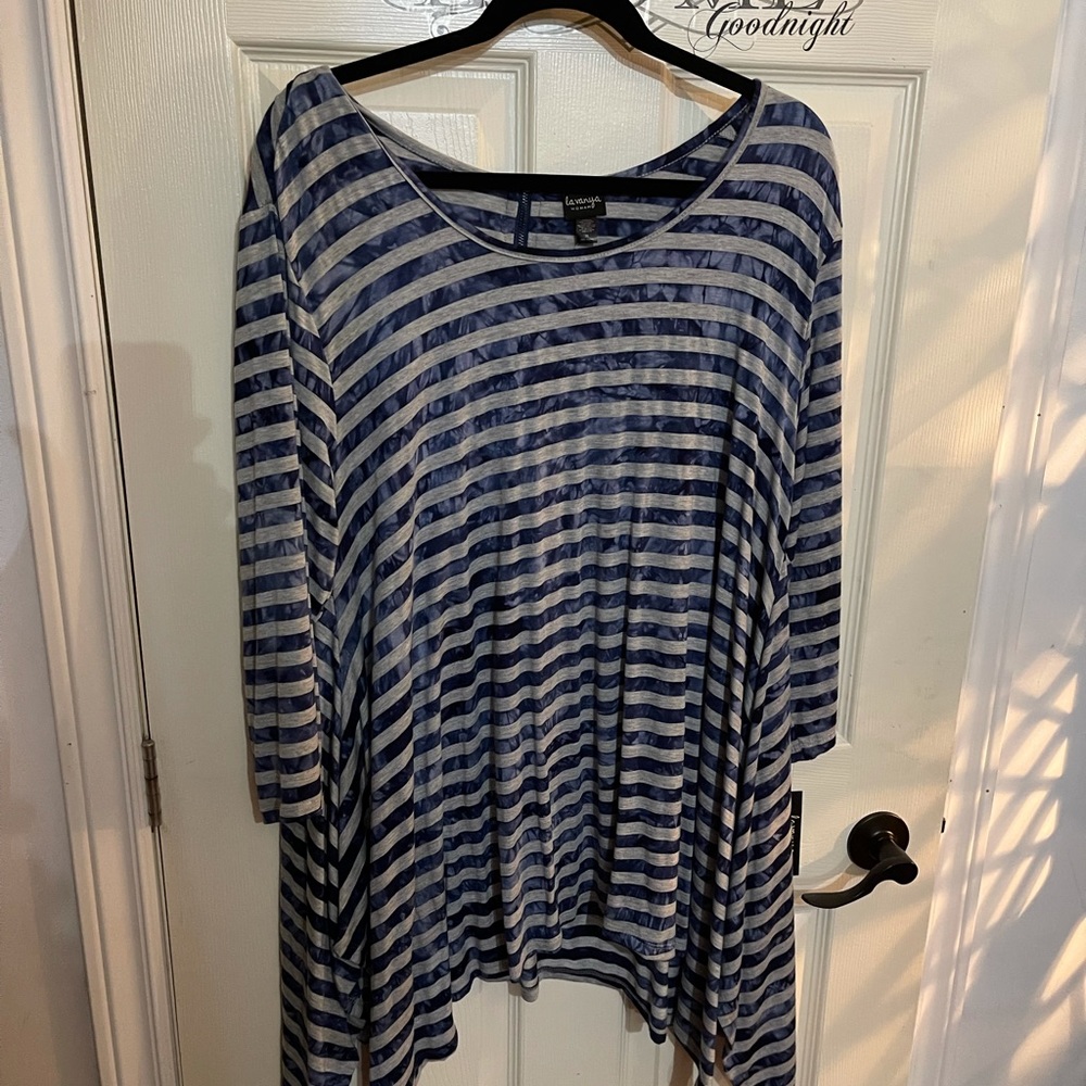 3/4 Shirt Blue & Grey Shirt w/Zipper